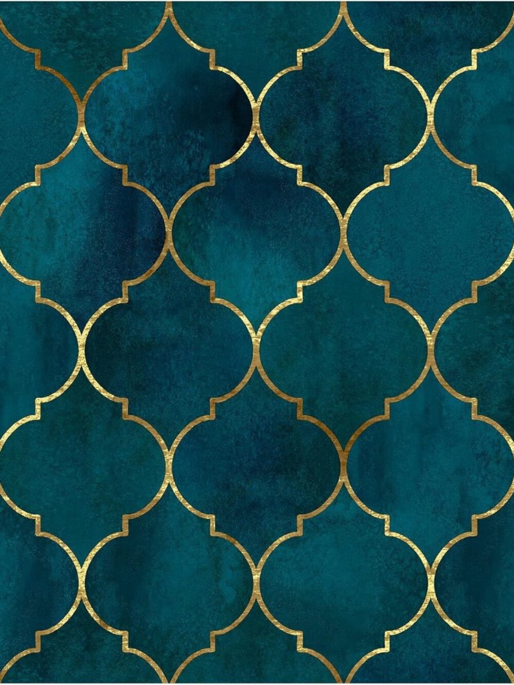 Geometric Peel and Stick Wallpaper Modern Art Deco Teal Blue Gold